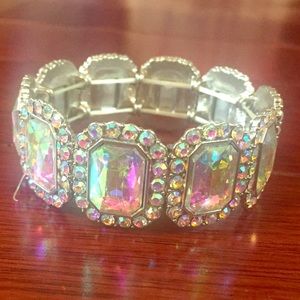 Small Silver Bracelet AB Crystals *Free after $100